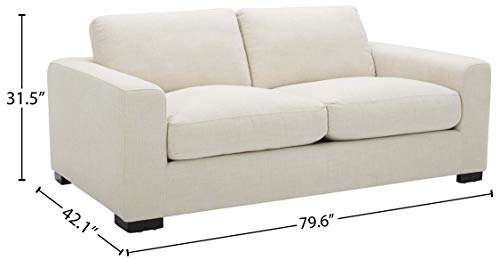 Cream Extra-Deep Down-Filled Loveseat Sofa