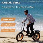 NARRAK S127-Bk/Or Fat Tire Folding E-Bike: 1100W Power & Speed