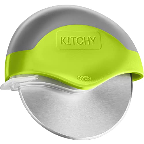 Green Kitchy Pizza Cutter with Protective Blade Guard