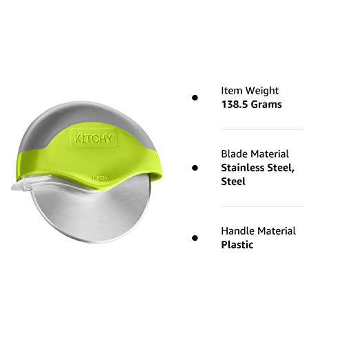 Green Kitchy Pizza Cutter with Protective Blade Guard