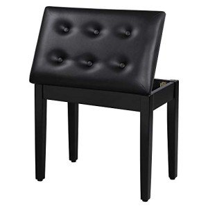 SONGMICS ULPB55H Black Piano Bench with Cushion & Storage