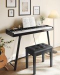 SONGMICS ULPB55H Black Piano Bench with Cushion & Storage