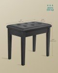 SONGMICS ULPB55H Black Piano Bench with Cushion & Storage