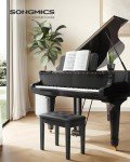 SONGMICS ULPB55H Black Piano Bench with Cushion & Storage