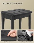 SONGMICS ULPB55H Black Piano Bench with Cushion & Storage