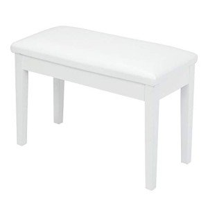 Bonnlo Wooded White Duet Piano Bench with Storage