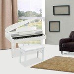 Bonnlo Wooded White Duet Piano Bench with Storage