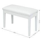 Bonnlo Wooded White Duet Piano Bench with Storage