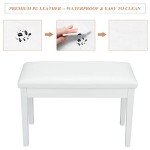Bonnlo Wooded White Duet Piano Bench with Storage