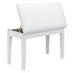 Bonnlo Wooded White Duet Piano Bench with Storage