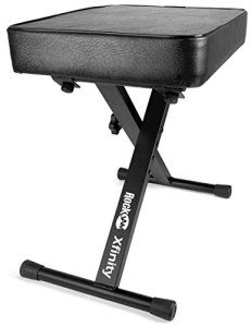 RockJam KB100 Adjustable Padded X-Style Black Keyboard Bench