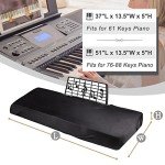 Explore Land 88-Keys Stretchy Black Piano Keyboard Dust Cover