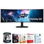 SAMSUNG 49" Odyssey G9 G95C DQHD 240Hz DisplayHDR 1000 Curved Gaming Monitor Bundle with Tech Smart USA Elite Suite 18 Standard Editing Software Bundle + 1 Year CPS Enhanced Protection Pack
