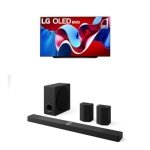 LG 83-Inch Class OLED evo C4 Series Smart TV 4K Processor Flat Screen with Alexa Built-in (OLED83C4PUA, 2024), 9.1.5 ch. Sound Bar with Wireless Dolby Atmos Soundbar and Rear Speakers