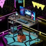 MINOSYS Computer Desk - 47” Gaming Desk, Home Office Desk with Storage, Small Desk with Monitor Stand, Writing Desk for 2 Monitors, Adjustable Storage Space, Modern Design Corner Table