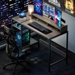 MINOSYS Computer Desk - 47” Gaming Desk, Home Office Desk with Storage, Small Desk with Monitor Stand, Writing Desk for 2 Monitors, Adjustable Storage Space, Modern Design Corner Table