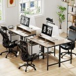 MINOSYS Computer Desk - 47” Gaming Desk, Home Office Desk with Storage, Small Desk with Monitor Stand, Writing Desk for 2 Monitors, Adjustable Storage Space, Modern Design Corner Table