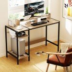 MINOSYS Computer Desk - 47” Gaming Desk, Home Office Desk with Storage, Small Desk with Monitor Stand, Writing Desk for 2 Monitors, Adjustable Storage Space, Modern Design Corner Table