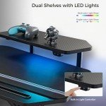 EUREKA ERGONOMIC Aero Gaming Desk with Led Lights, 72" Large Wing-Shaped Studio Desk W Keyboard Tray Monitor Stand Dual Headphone Hanger Cup Holder for Live, Streamer