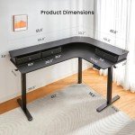 ErGear 65″ L Shaped Standing Desk for Gaming, 3 Drawers & 2 Cable Management Trays Corner Stand up Desk w/Monitor Shelf Height Adjustable for Home Office, Black