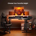 ErGear 65″ L Shaped Standing Desk for Gaming, 3 Drawers & 2 Cable Management Trays Corner Stand up Desk w/Monitor Shelf Height Adjustable for Home Office, Black
