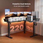 ErGear 65″ L Shaped Standing Desk for Gaming, 3 Drawers & 2 Cable Management Trays Corner Stand up Desk w/Monitor Shelf Height Adjustable for Home Office, Black