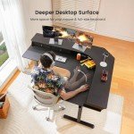 ErGear 65″ L Shaped Standing Desk for Gaming, 3 Drawers & 2 Cable Management Trays Corner Stand up Desk w/Monitor Shelf Height Adjustable for Home Office, Black