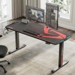 EUREKA ERGONOMIC 65 inch Electric Height Adjustable Gaming Desk Standing Desk, Large Gaming Computer Desk with RGB LED Lights and Extended Gaming Mouse mat for Gaming and Home Office,Black
