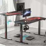 EUREKA ERGONOMIC 65 inch Electric Height Adjustable Gaming Desk Standing Desk, Large Gaming Computer Desk with RGB LED Lights and Extended Gaming Mouse mat for Gaming and Home Office,Black