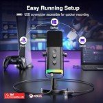 FIFINE XLR/USB Dynamic Microphone for Podcast Recording, PC Computer Gaming Streaming Mic with RGB Light, Mute Button, Headphones Jack, Desktop Stand, Vocal Mic for Singing YouTube-AmpliGame AM8