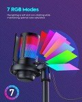 COCONISE Gaming Microphone, USB PC Mic for Podcasts Videos, Streaming, Condenser Mic with Quick Mute, Tripod Stand, Pop Filter, RGB Indicator, Shock Mount, Rotate gain button, Compatible with PS4/5/PC