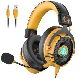 EKSA USB Gaming Headset for PC - Computer Headset with Detachable Noise Cancelling Mic, 7.1 Surround Sound, 50MM Driver - Headphones with Microphone for PS4/PS5, Xbox One, Laptop, Gamer