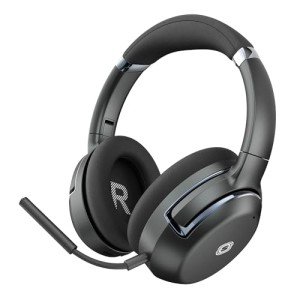 Wireless Gaming Headset with Noise Cancelling Mic, Bluetooth 5.0 Gaming Earphones with Stereo Sound Effects, 2.4G Low Latency Mode, 60 Hour Battery for PC, PS4, PS5, Xbox One, Switch, Black