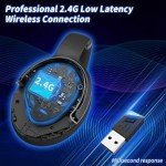 Wireless Gaming Headset with Noise Cancelling Mic, Bluetooth 5.0 Gaming Earphones with Stereo Sound Effects, 2.4G Low Latency Mode, 60 Hour Battery for PC, PS4, PS5, Xbox One, Switch, Black