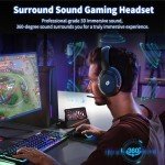 Wireless Gaming Headset with Noise Cancelling Mic, Bluetooth 5.0 Gaming Earphones with Stereo Sound Effects, 2.4G Low Latency Mode, 60 Hour Battery for PC, PS4, PS5, Xbox One, Switch, Black