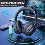 Wireless Gaming Headset with Noise Cancelling Mic, Bluetooth 5.0 Gaming Earphones with Stereo Sound Effects, 2.4G Low Latency Mode, 60 Hour Battery for PC, PS4, PS5, Xbox One, Switch, Black