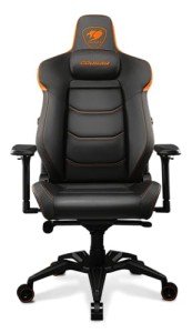 COUGAR Armor Evo Gaming Chair with Breathable Premium PVC Leather, Integrated 4-Way Lumbar Support and Magnetic Neck Pillow Foam (Black-Orange)