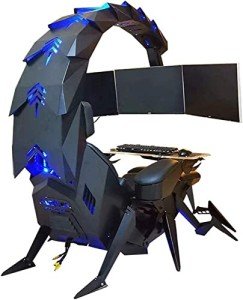 GAMVDOUT Multi -Screen Encoding Cabin Workstation Office Cockpit Gaming Station Video Gaming Chair Computer Table