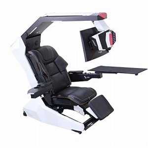 GAMVDOUT Video Game Chairs Integrated with Computer Tables and Chairs can use Multiple Displays, and can Adjust The Computer Workstation on The Back