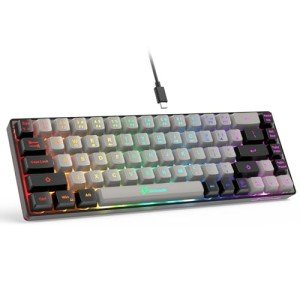 GEODMAER 65% Gaming Keyboard, Wired Backlit Mini Keyboard, Ultra-Compact Anti-Ghosting No-Conflict 68 Keys Membrane Gaming Wired Keyboard for PC Laptop Mac Gamer
