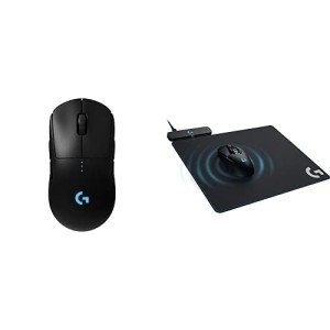 Logitech G Pro Wireless Gaming Mouse with Esports Grade Performance, Black and Logitech G Powerplay Wireless Charging System for G502 Lightspeed, G703, G903 Lightspeed and PRO Wireless Gaming Mice, Cloth or Hard Gaming Mouse Pad - Black Bundle
