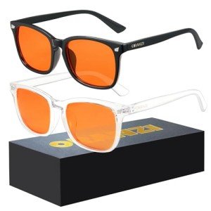 ORANZI 2 pack Blue Light Gaming Glasses Men Woman, Computer Gaming Glasses Men Blue Light Filtering Anti-Fatigue & Eye Strain