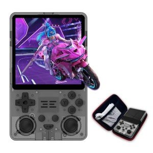 Retro Handheld Game Console, RTEletric 4-Inch IPS Screen, 5,000mAh Battery with 10-Hour Playtime, Multiplayer Compatible, Portable Gaming Console with Case, Supports HD and TV Output (Black)
