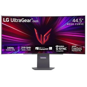 LG 45GS95QE Ultragear OLED Curved Gaming Monitor 45-Inch WQHD 800R 240Hz 0.03ms DisplayHDR True Black 400 AMD FreeSync Premium Pro NVIDIA G-Sync HDMI 2.1 DisplayPort Tilt/Height/Swivel Stand - Black