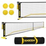 KASCEN Pickleball Net - Pickleball Net for Driveway, 22FT USAPA Portable Pickleball Set with Net, Pickle Ball Net with 4 Pickleballs & Carry Bag, Pickle Ball Net for Outdoor Indoor Court Backyard