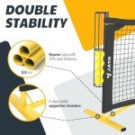 JAYA Portable Pickleball Net with Unique Ball Holder, IPF Standard 22FT, Steady Metal Frame, Easy Setup, Suitable for Driveways and Backyards Bright Yellow with Black