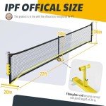 JAYA Portable Pickleball Net with Unique Ball Holder, IPF Standard 22FT, Steady Metal Frame, Easy Setup, Suitable for Driveways and Backyards Bright Yellow with Black