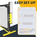 JAYA Portable Pickleball Net with Unique Ball Holder, IPF Standard 22FT, Steady Metal Frame, Easy Setup, Suitable for Driveways and Backyards Bright Yellow with Black