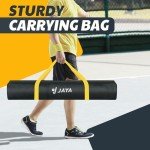 JAYA Portable Pickleball Net with Unique Ball Holder, IPF Standard 22FT, Steady Metal Frame, Easy Setup, Suitable for Driveways and Backyards Bright Yellow with Black
