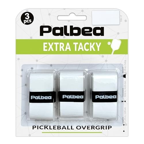 Pickleball OverGrip Tape - Pack of 3 - Extra Tacky White Pickleball Grip Tape - High Sweat Absorption & Non-Slip Soft Touch. Accessories Designed to Enhance Your Pickleball Paddle Grip Tape.